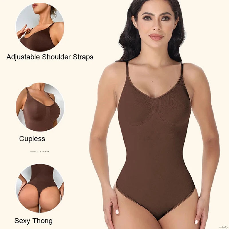 Thong Bodysuit Shaperwear for Women Tummy Control Seamless Body Shapers Belly Trimmer Sculpting Waist Trainer Slimmer Compress