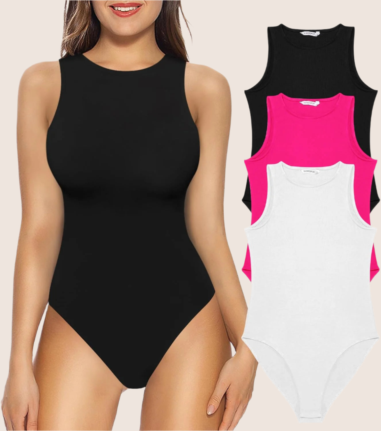 Tank Top Body Suits Women Sexy Crew Neck Racerback Halter Ribbed Sleeveless Bodysuit for Women