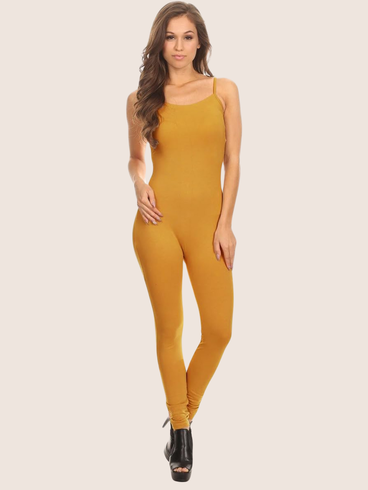 Stretch Cotton Spaghetti Strap Full-Length Bodysuit