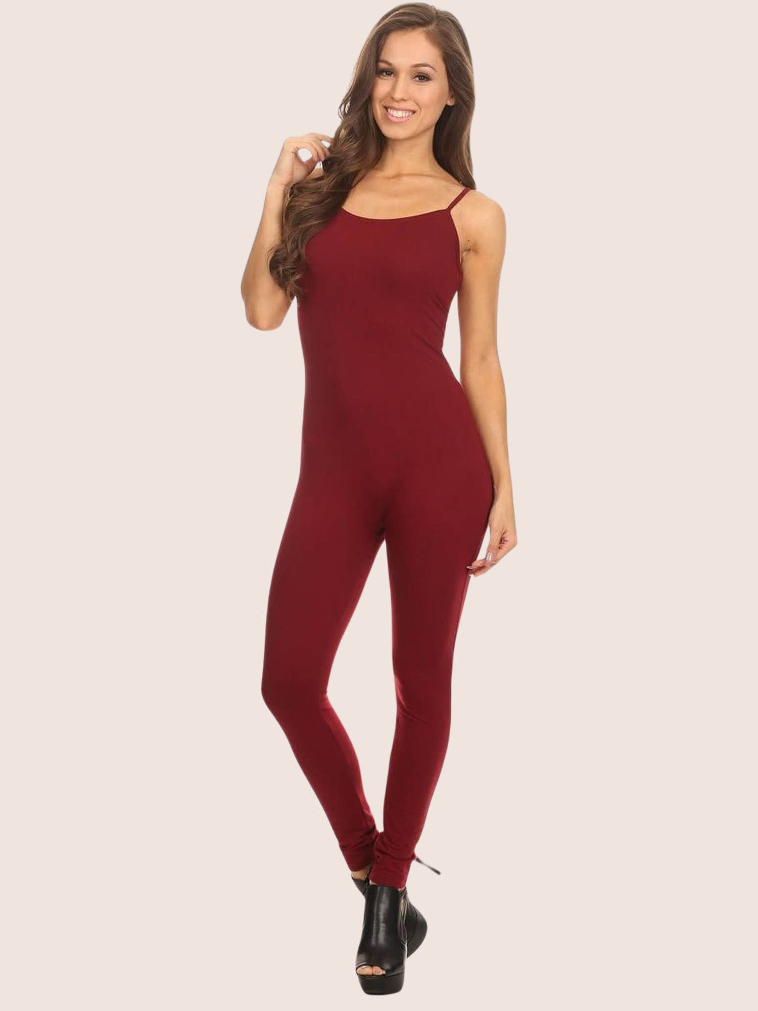 Stretch Cotton Spaghetti Strap Full-Length Bodysuit