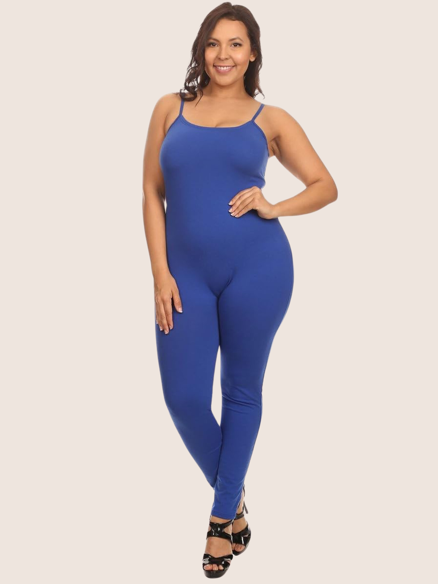 Stretch Cotton Spaghetti Strap Full-Length Bodysuit