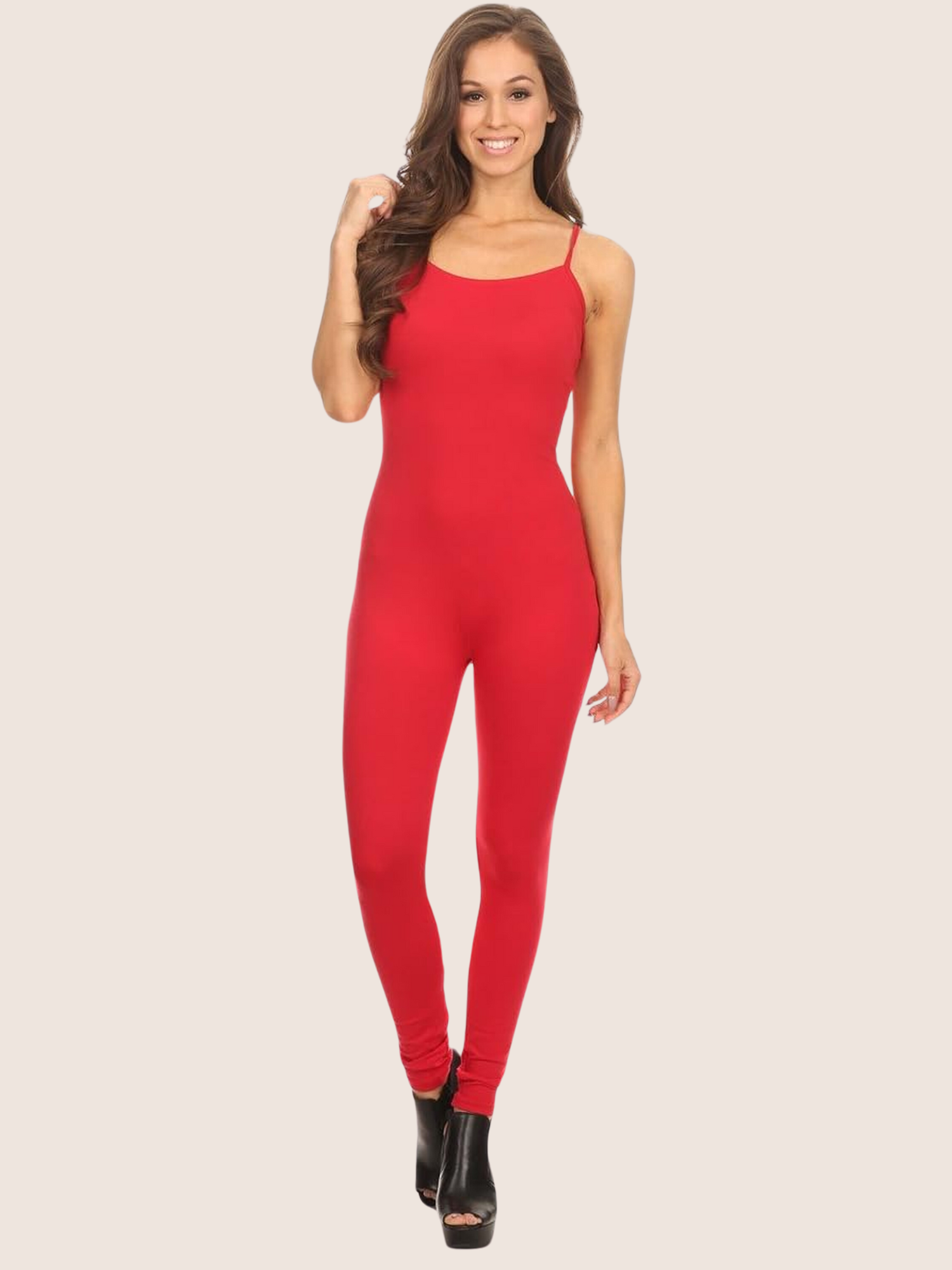 Stretch Cotton Spaghetti Strap Full-Length Bodysuit