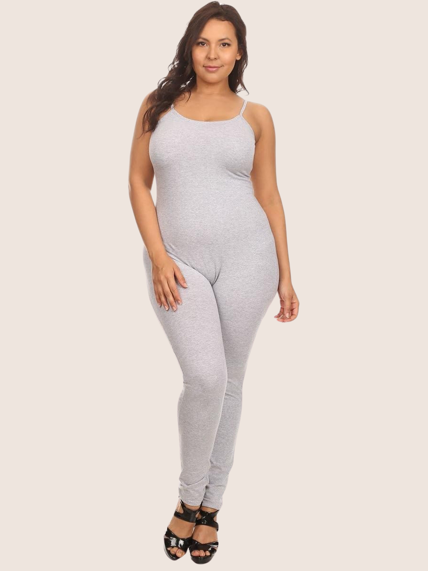 Stretch Cotton Spaghetti Strap Full-Length Bodysuit