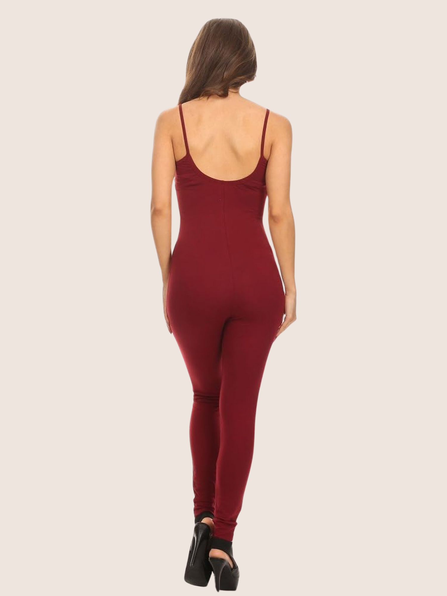 Stretch Cotton Spaghetti Strap Full-Length Bodysuit