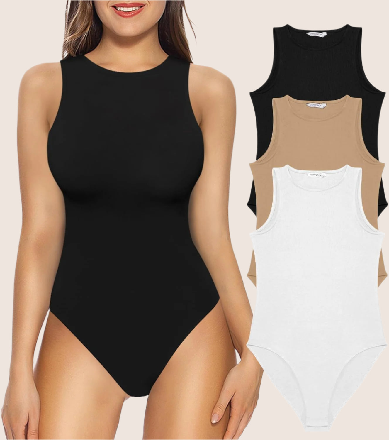 Tank Top Body Suits Women Sexy Crew Neck Racerback Halter Ribbed Sleeveless Bodysuit for Women