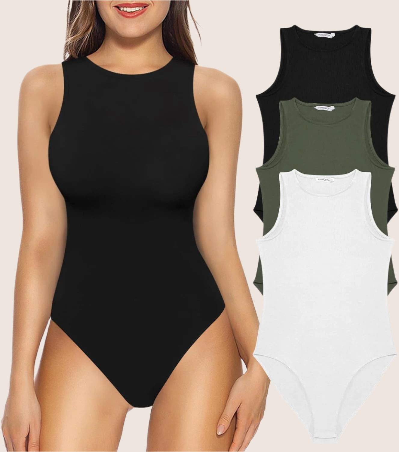 Tank Top Body Suits Women Sexy Crew Neck Racerback Halter Ribbed Sleeveless Bodysuit for Women